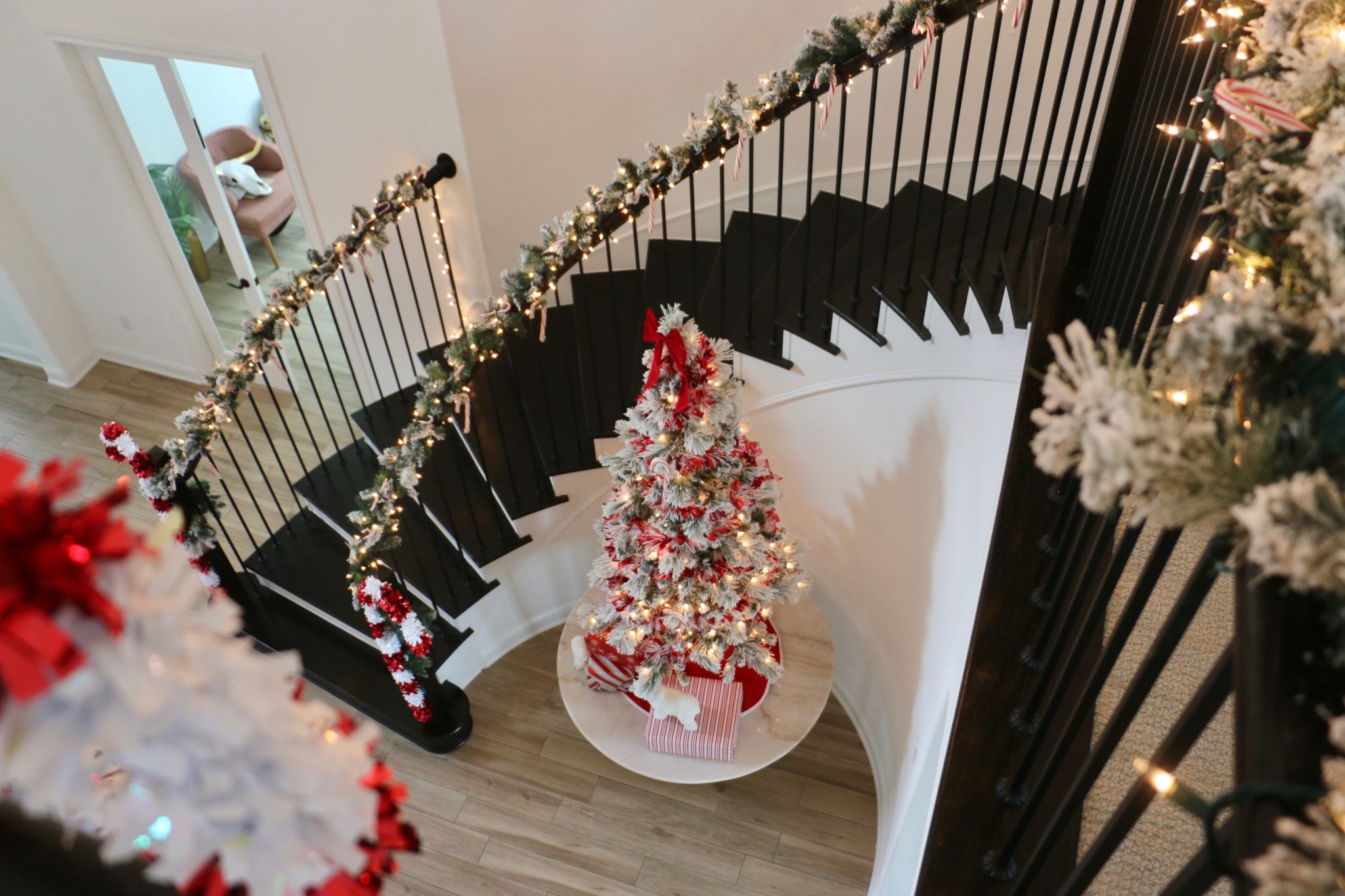 My Candy Cane Themed Christmas Decor Ravenelysetv Com   Christmas Decor Staircase Candy Cane 